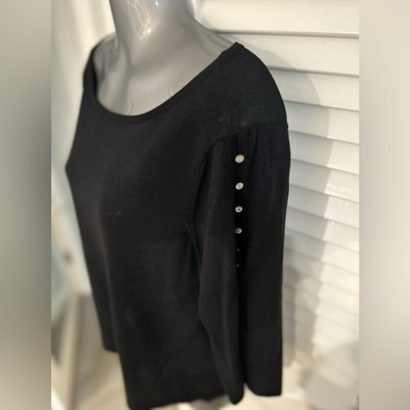 Anne Klein boat neck open split sleeve lightweight sweater Petite 8 vintage - Picture 2 of 15